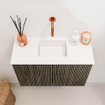 Mondiaz JOYA 60cm toiletmeubel - kleur Shadow - Wastafel FAYE positie Midden Zonder kraangat kleur Talc. SW1421390