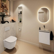 MONDIAZ TURE-DLUX Meuble toilette - 40cm - Linen - EDEN - vasque Opalo - position droite - sans trou de robinet SW1104360