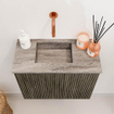 Mondiaz JOYA-DLUX 50cm toiletmeubel - kleur Shadow - Wastafel FAYE positie Links Zonder kraangat kleur Oza. SW1425019