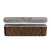MONDIAZ THOR-DLUX 180cm meuble de salle de bains arrondi gauche + droite couleur Walnut avec 2 tiroirs et 2 portes. Vasque suspendue CLOUD Milieu 1 trou de robinet couleur Oza. SW1466289