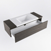 Mondiaz BUKLA Ensemble de meuble - 120x45x34cm - 1 trou de robinet - lavabo centré - solid surface - Talc - sans poignée - 1 tiroir - Mélamine - Marron foncé SW704859