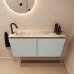 MONDIAZ TURE-DLUX Meuble toilette - 100cm - Greey - EDEN - vasque Frappe - position gauche - 1 trou de robinet SW1102769