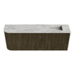 Mondiaz JOYA-DLUX Meuble de salle de bains 111.6cm - arrondi gauche couleur Shadow - Vasque FAYE position Droite 1 trou de robinet couleur Glace SW1422790