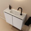 MONDIAZ TURE-DLUX Meuble toilette - 60cm - Linen - EDEN - vasque Opalo - position centrale - 1 trou de robinet SW1104379