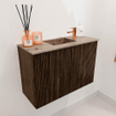Mondiaz JOYA-DLUX 60cm meuble de salle de bains - couleur Walnut - Vasque FAYE position Milieu 1 trou de robinet couleur Arena. SW1424319
