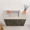 Mondiaz JOYA-DLUX Meuble de toilette 50cm - couleur Shadow - Vasque FAYE position Gauche 1 trou de robinet couleur Glace SW1422772