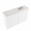 MONDIAZ TURE-DLUX Meuble toilette - 80cm - Talc - EDEN - vasque Glace - position droite - 1 trou de robinet SW1103097