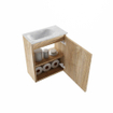 MONDIAZ TURE-DLUX Meuble toilette - 40cm - Washed Oak - EDEN - vasque Opalo - position gauche - 1 trou de robinet SW1126218