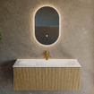 Mondiaz KURVE Ensemble de meuble salle de bain - 110x46x40cm - 1 tiroir - lavabo en solid surface - milieu - 1 trou de robinet - Dusk SW1414780