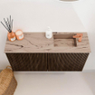 Mondiaz JOYA-DLUX 80cm meuble de salle de bains - couleur Walnut - Vasque FAYE position Droite 1 trou de robinet couleur Arena. SW1424334