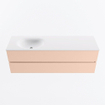 MONDIAZ VICA Ensemble meuble de salle de bains - 150cm - meuble sous-vasque rosee - 2 tiroirs - lavabo moon gauche - 1 trou de robinet - version haute 60cm - talc SW1080374