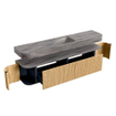MONDIAZ THOR-DLUX 200cm meuble de salle de bains arrondi gauche + droite couleur Oak avec 2 tiroirs et 2 portes. Vasque suspendue CLOUD Milieu 1 trou de robinet couleur Oza. SW1467187