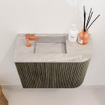 Mondiaz JOYA-DLUX 51.6cm toiletmeubel - ronding rechts kleur Shadow - Wastafel FAYE positie Links 1 kraangat kleur Glace. SW1422773
