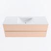 MONDIAZ VICA Ensemble meuble de salle de bains - 130cm - sous-meuble rosee - 2 tiroirs - vasque cloud centrale - 1 trou de robinet - version haute 60cm - talc SW1083321