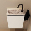 MONDIAZ TURE-DLUX Meuble toilette - 40cm - Talc - EDEN - vasque Glace - position gauche - 1 trou de robinet SW1103081