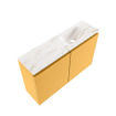 MONDIAZ TURE-DLUX Meuble de toilettes 80cm Ocher. EDEN lavabo Frappe position droite. Sans trou de robinet. SW1102888