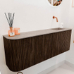 Mondiaz JOYA-DLUX Meuble de salle de bains - arrondi gauche couleur Walnut - Vasque FAYE position Droite Sans trou de robinet couleur Saba SW1424679