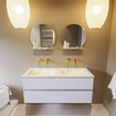 MONDIAZ VICA-DLUX Ensemble meuble de salle de bains - 120cm - meuble bas cale- 2 tiroirs - lavabo encastré cloud double - sans trous de robinet - version haute 60cm - opalo SW1088823