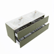 MONDIAZ VICA-DLUX Ensemble meuble de salle de bains - 130cm - meuble bas army - 4 tiroirs - lavabo encastré cloud double - 2 trous de robinet - version haute 60cm - frape SW1088749