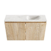 MONDIAZ TURE-DLUX Meuble toilette - 80cm - Washed Oak - EDEN - vasque Ostra - position droite - sans trou de robinet SW1105135