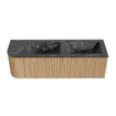 MONDIAZ KURVE-DLUX 145cm Meuble salle de bain avec module 25 G - couleur Oak - 1 tiroir - 1 porte - vasque LEAF double / droite - sans trou de robinet - couleur Lava SW1137163