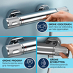 GROHE Precision Feel Doucheset - thermostatische kraan - met glijstangset - 60cm - ronde handdouche - 3 straalsoorten - gladde doucheslang - chroom SW1028280