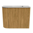 Mondiaz JOYA-DLUX Meuble de salle de bains 51,6cm - arrondi gauche couleur Chêne - Vasque FAYE position Droite 1 trou de robinet couleur Glace. SW1426200
