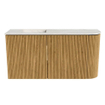 Mondiaz JOYA-DLUX 81.6cm toiletmeubel - ronding rechts kleur Oak - Wastafel FAYE positie Links 1 kraangat kleur Ostra. SW1422222