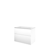 Proline elegant ensemble de meubles de salle de bains 80x46x62cm meuble inférieur a symétrique blanc mat avec 1 trou pour robinet polystone blanc mat SW349991