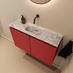 MONDIAZ TURE-DLUX Meuble toilette - 80cm - Fire - EDEN - vasque Glace - position centrale - sans trou de robinet SW1103274