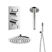 Crosswater MPRO Douche pluie encastrée - 20cm douche principale - bras plafond - douchette à main - chrome SW108636
