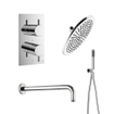 Crosswater MPRO Douche pluie encastrable - 30cm douche principale - bras mural - douchette à main - chrome SW108640