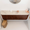 Mondiaz JOYA-DLUX 123.2cm toiletmeubel - ronding links en rechts kleur Ruby - Wastafel FAYE positie Midden 1 kraangat kleur Frappe. SW1423542