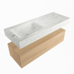 Mondiaz ALAN-DLUX Ensemble de meuble - 120cm - meuble Washed Oak mat - 1 tiroir - Lavabo Cloud Opalo suspendu - vasque Gauche - 0 trous de robinet SW808882