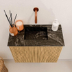 Mondiaz JOYA-DLUX 50cm toiletmeubel - kleur Oak - Wastafel FAYE positie Midden Zonder kraangat kleur Lava. SW1422034