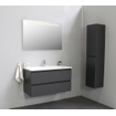 Basic Bella Meuble salle de bains avec lavabo acrylique Blanc 100x55x46cm 1 trou de robinet avec miroir et éclairage Anthracite mat SW491790