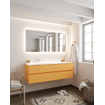 MONDIAZ VICA Ensemble de meuble salle de bain - 150cm - 4 tiroirs - lavabo Cloud gauche - 1 trou de robinet - solid surface ocre SW411058