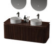 Royal Plaza Terra Edge Wastafelonderkast- 120cm - ribbel - 2 lades - afgeronde hoeken - kastanje (walnoot) SW1449115