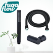 FugaFlow Eccelente Sobrado ensemble de douche à main avec support de douche debout et tuyau anti-torsion noir SW1124047