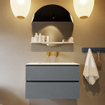 Mondiaz VICA-DLUX Ensemble de meuble de salle de bain - 80cm - meuble sous-vasque plata - 2 tiroirs - lavabo encastrée cloud milieu - sans trous de robinet - version haute de 60cm - opalo SW1086626