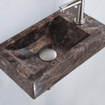 Saniclass Fuente Ensemble de fontaine - 40x22x10cm - trou de robinet à droite - robinet de fontaine en inox brossé PVD - bouchon de vidange - siphon abaissé - Dark Emporador SW1445947
