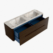 Mondiaz CIRO-DLUX Meuble de salle de bains - 140x45x50cm - Plan vasque solid surface Frappe - 2 vasques double - 2 trous de robinetterie - 4 tiroirs - Noyer SW1530295