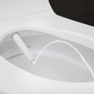 Geberit AquaClean Tuma WC japonais suspendu blanc sans bride avec plaque décorative inox brossé et panneau de commande mural blanc brillant SW809477