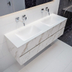 Mondiaz VICA Meuble Carrara avec 4 tiroirs 150x50x45cm vasque lavabo Cloud double sans trou de robinet SW410326