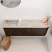 Mondiaz JOYA-DLUX 111.6cm toiletmeubel - ronding rechts kleur Walnut - Wastafel FAYE positie Links 1 kraangat kleur Glace. SW1422396