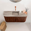 Mondiaz JOYA-DLUX Meuble de toilette 83.2cm - arrondi gauche et droite couleur Ruby - Vasque FAYE position Milieu Sans trou de robinet couleur Oza SW1425554