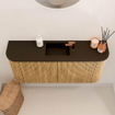 Mondiaz JOYA 93.2cm toiletmeubel - ronding links en rechts kleur Oak - Wastafel FAYE positie Midden 1 kraangat kleur Urban. SW1421234