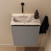 MONDIAZ TURE-DLUX 40cm toiletmeubel Smoke. EDEN wastafel Glace positie links. Zonder kraangat. SW1103544