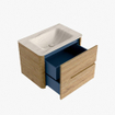Mondiaz CIRO-DLUX Ensemble de meubles de salle de bains - 70x45x50cm - lavabo en solid surface Meli - 1 vasque au milieu - sans trous de robinet - 2 tiroirs - Chêne SW1531371