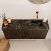 Mondiaz JOYA-DLUX 90cm toiletmeubel - kleur Walnut - Wastafel FAYE positie Rechts Zonder kraangat kleur Lava. SW1422468